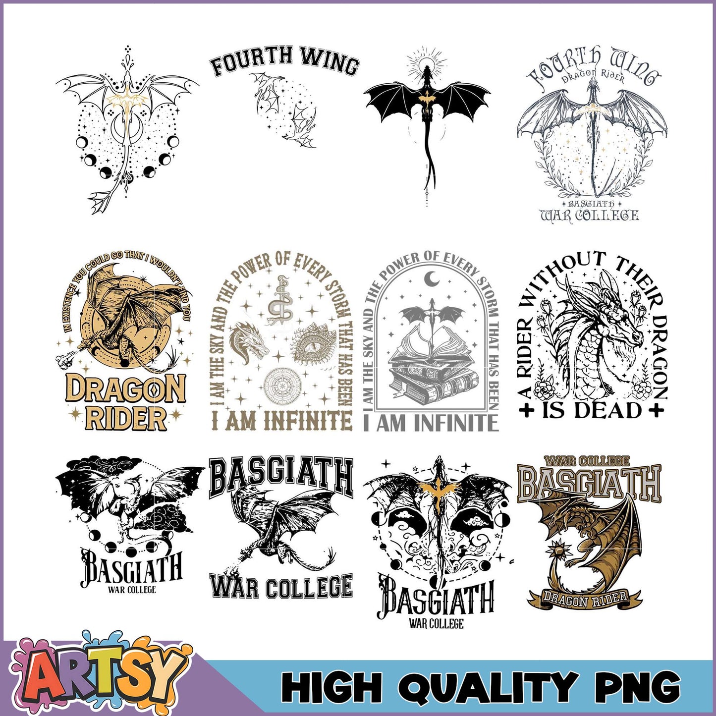 Dragon Rider PNG Bundle High Quality Designs