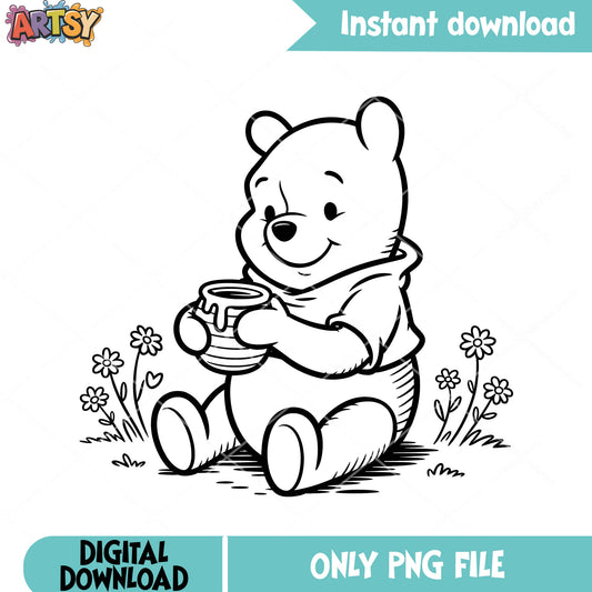 Drawing sheet pooh bear png, disney pooh png, pooh poster png