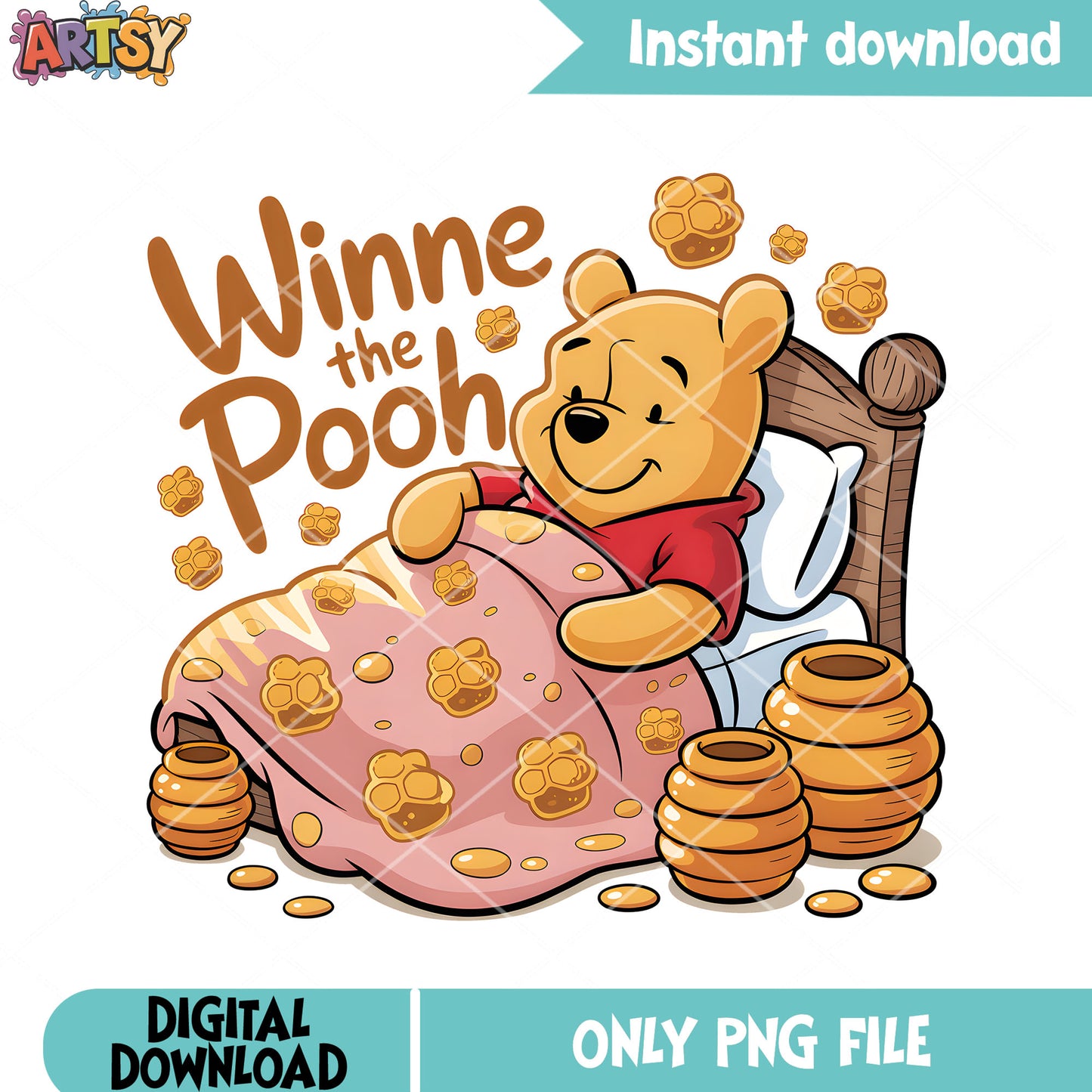 Dream of pooh in bed png, pooh bear png, honey bear pooh png
