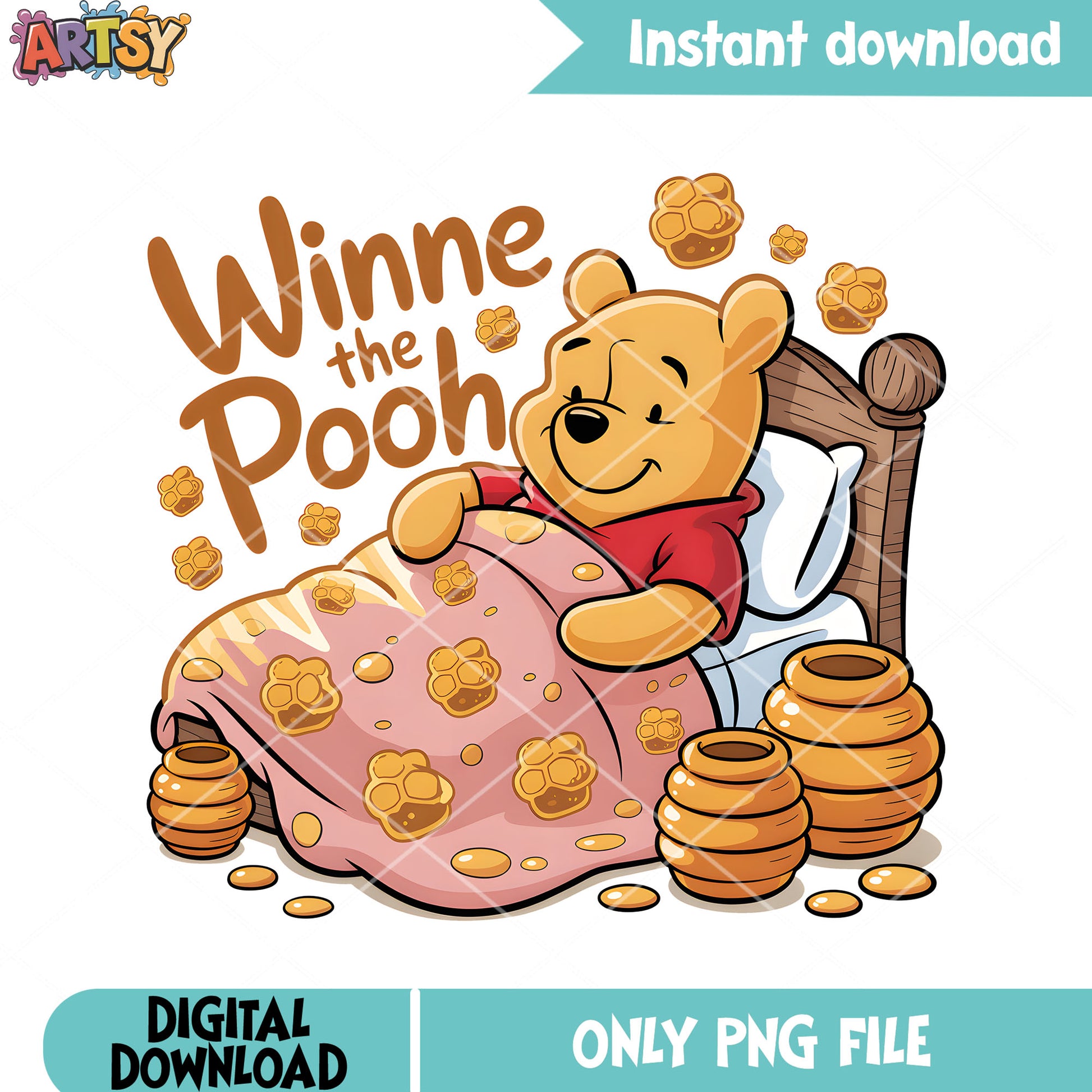 Dream of pooh in bed png, pooh bear png, honey bear pooh png