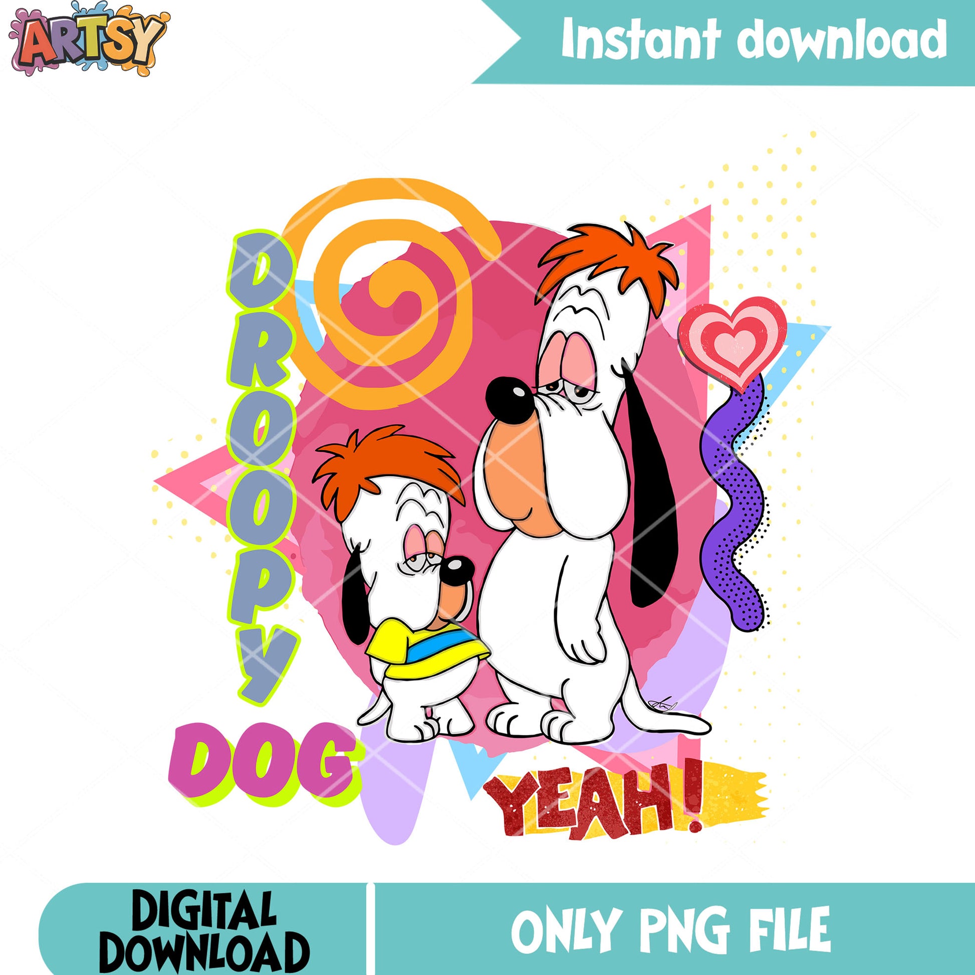 Droopy Dog png, 90s style png, geometric png.png
