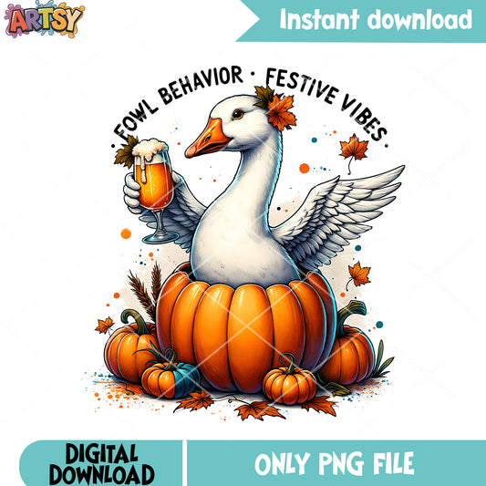Drunk duck wicker pumpkin png, stary night png, halloween scary png
