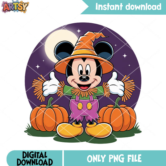 Dummy mickey mouse png, pumpkin png, full night moon png