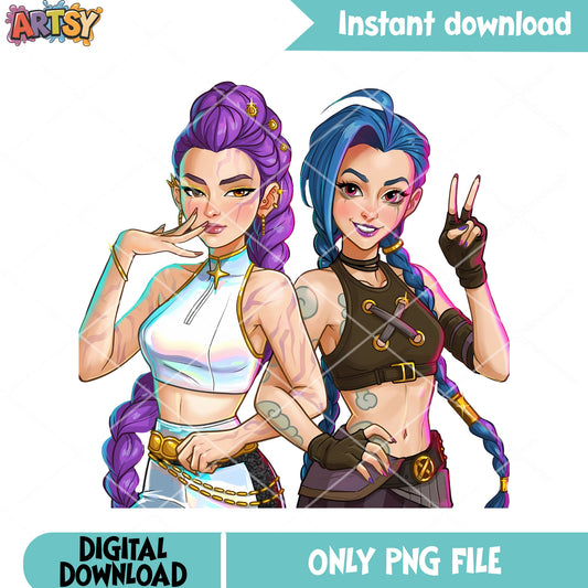 Duo jinx and rumi png, kpop demon hunter png, league of legends​ png