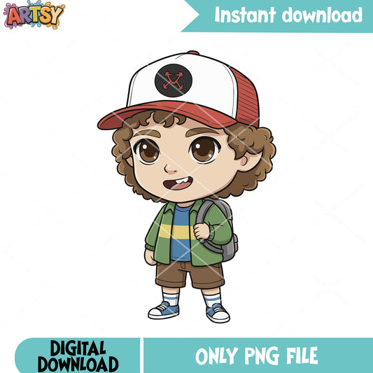 Dustin henderson chibi png, stranger things png, horror best netflix ​png