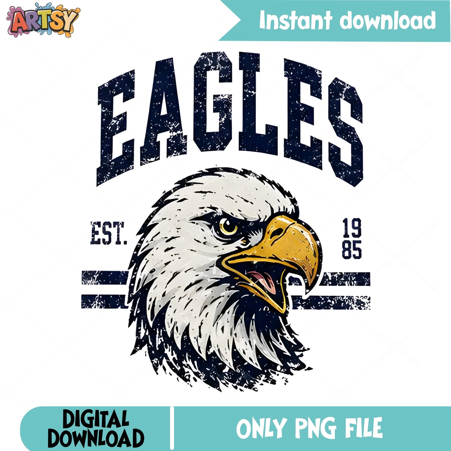 Eagles Mascot Vintage PNG, Bald Eagle Est 1985 PNG, School Spirit PNG