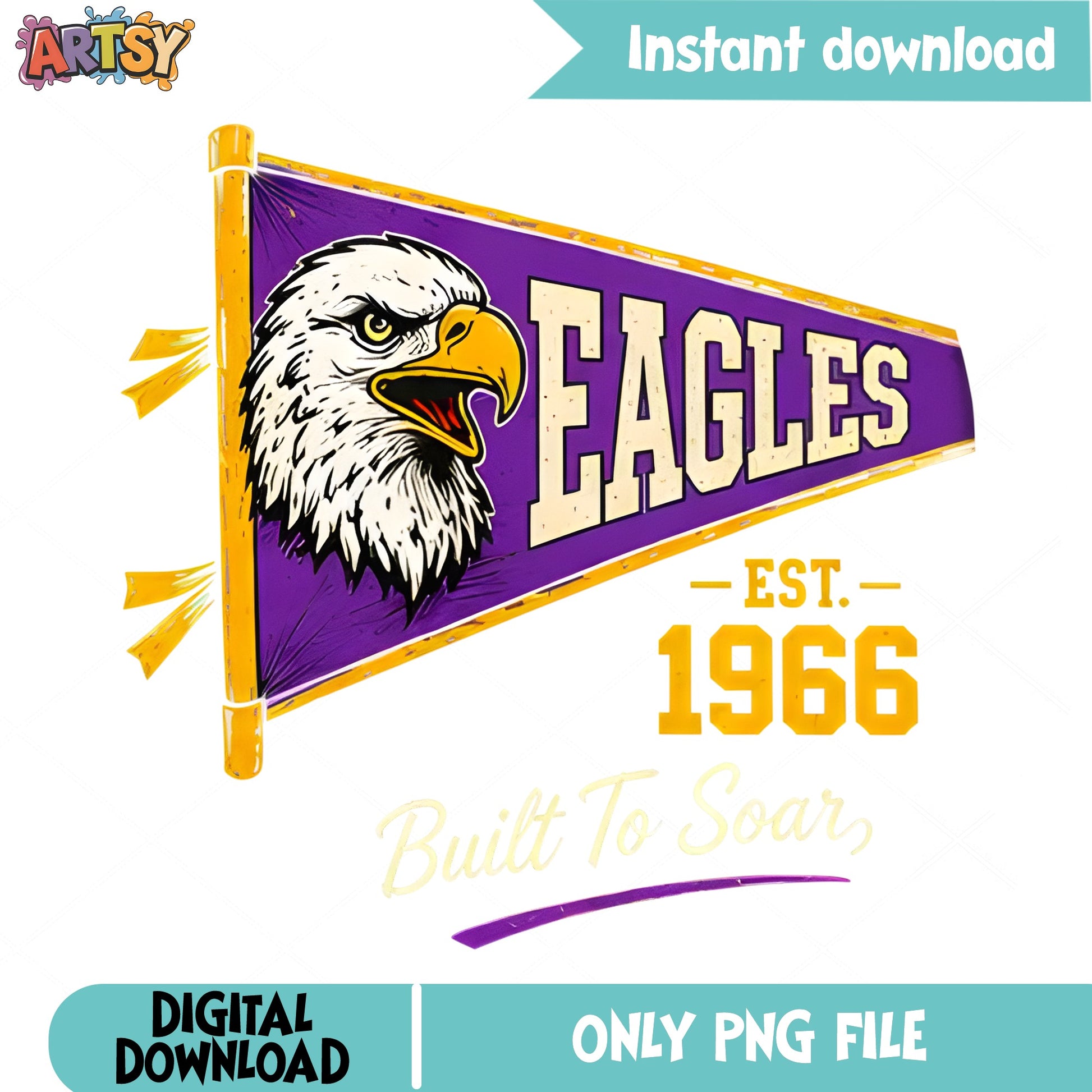 Eagles Pennant Flag PNG, School Mascot Bald Eagle PNG, Team Spirit PNG