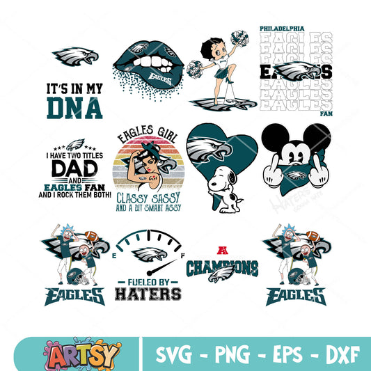 Eagles girl classy sassy and a bit smart assy bundle svg, rick and morty svg