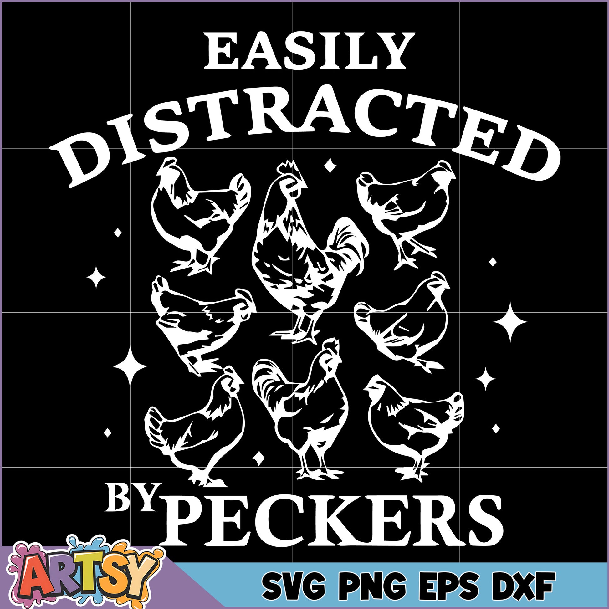 Easily Distracted By Chickens SVG