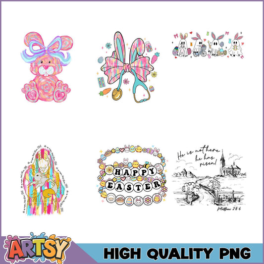 Easter PNG Bundle Cute Bunny, Ghost, & More