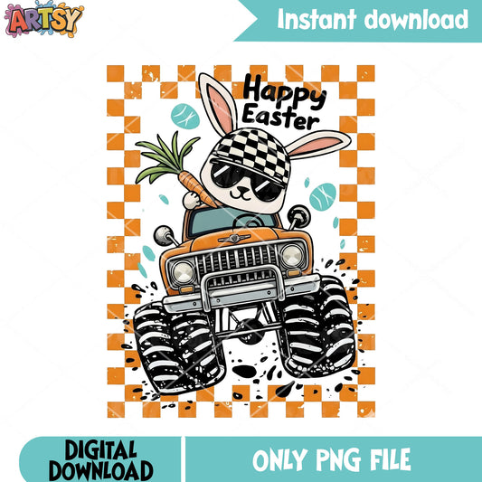 Easter monster truck carrot png, happy easter png, monster truck png
