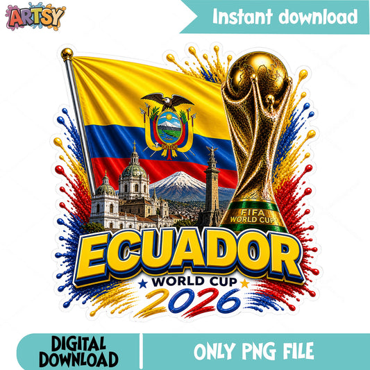 Ecuador World Cup 2026 PNG, Ecuador Soccer Flag PNG, FIFA PNG