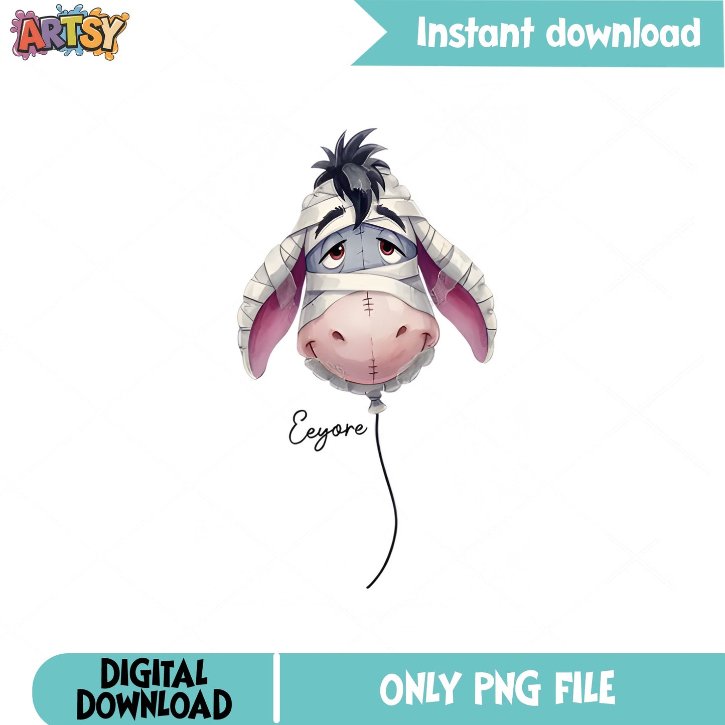 Eeyore Halloween Mummy Balloon PNG, Disney Halloween PNG, Winnie The Pooh PNG