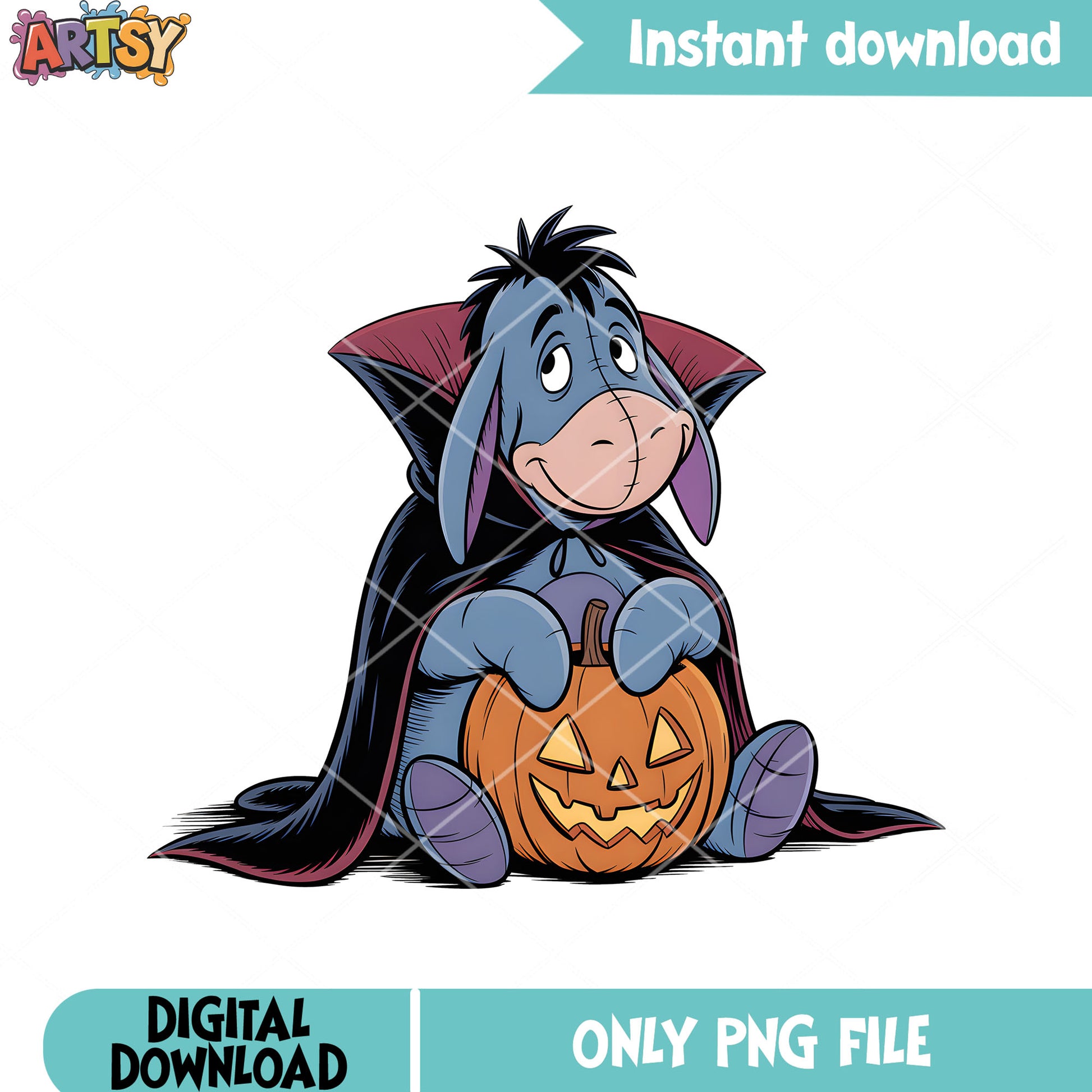 Eeyore vampire poster png, halloween pooh bear png,​ disney eeyore png