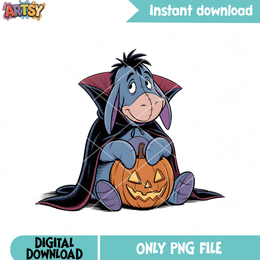Eeyore vampire poster png, halloween pooh bear png,​ disney eeyore png