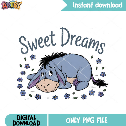 Eeyore vibes dreaming png, winnie the pooh png, disney eeyore png