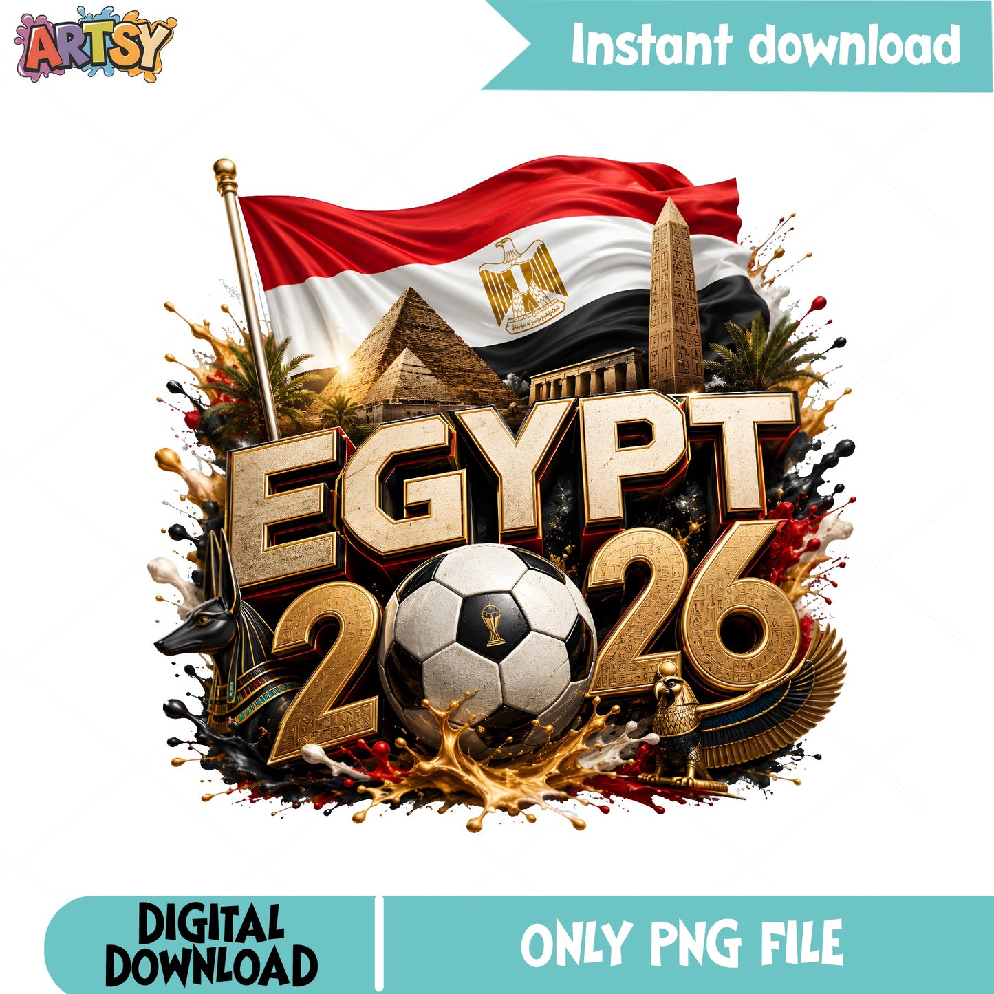 Egypt 2026 Soccer PNG, Egypt Flag Football PNG, World Cup PNG