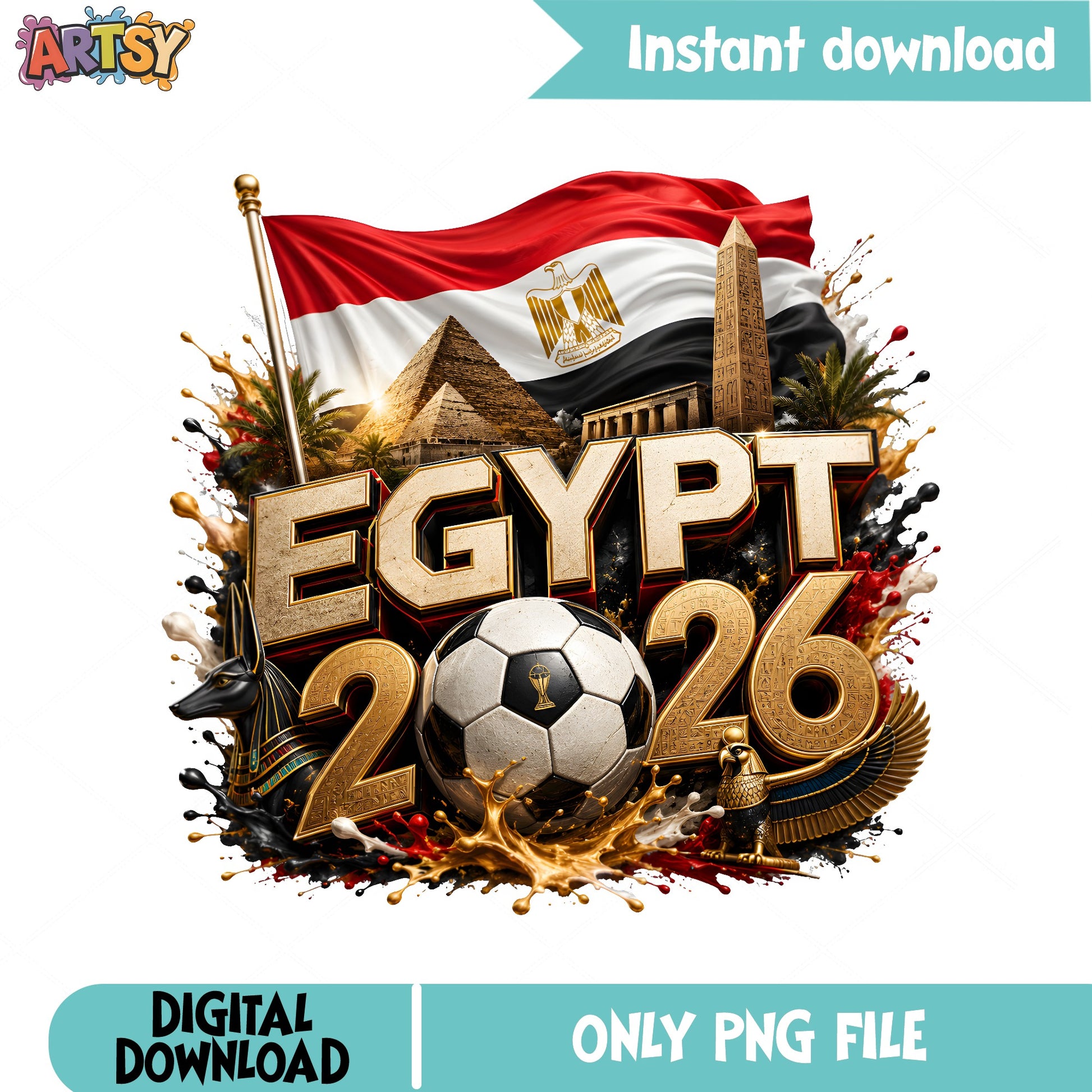 Egypt 2026 Soccer PNG, Egypt Flag Football PNG, World Cup PNG