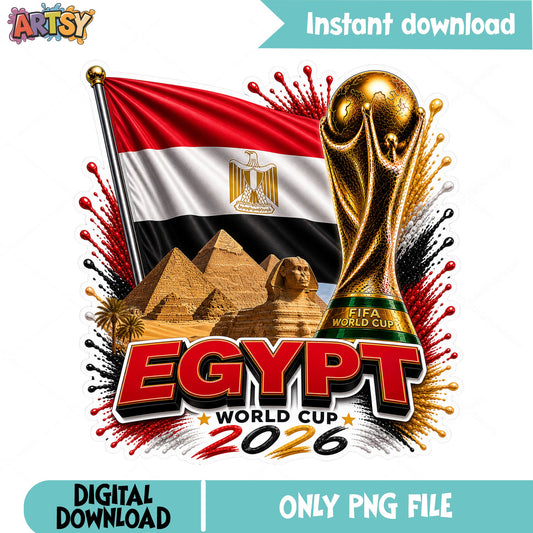 Egypt World Cup 2026 PNG, Egypt Soccer FIFA Trophy, Egypt Flag PNG