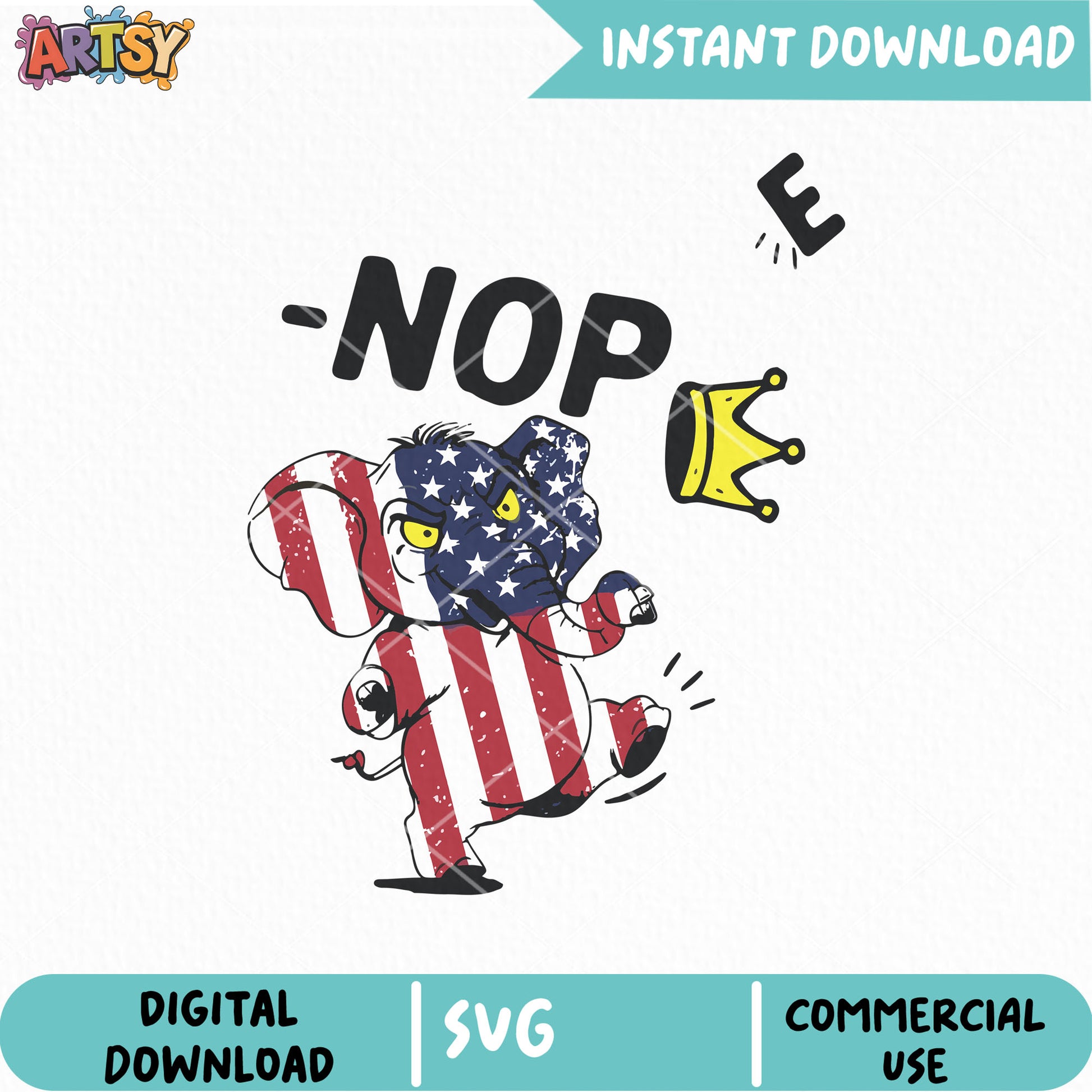 Elephant nope kings america svg, no kings svg, no kings day​ svg