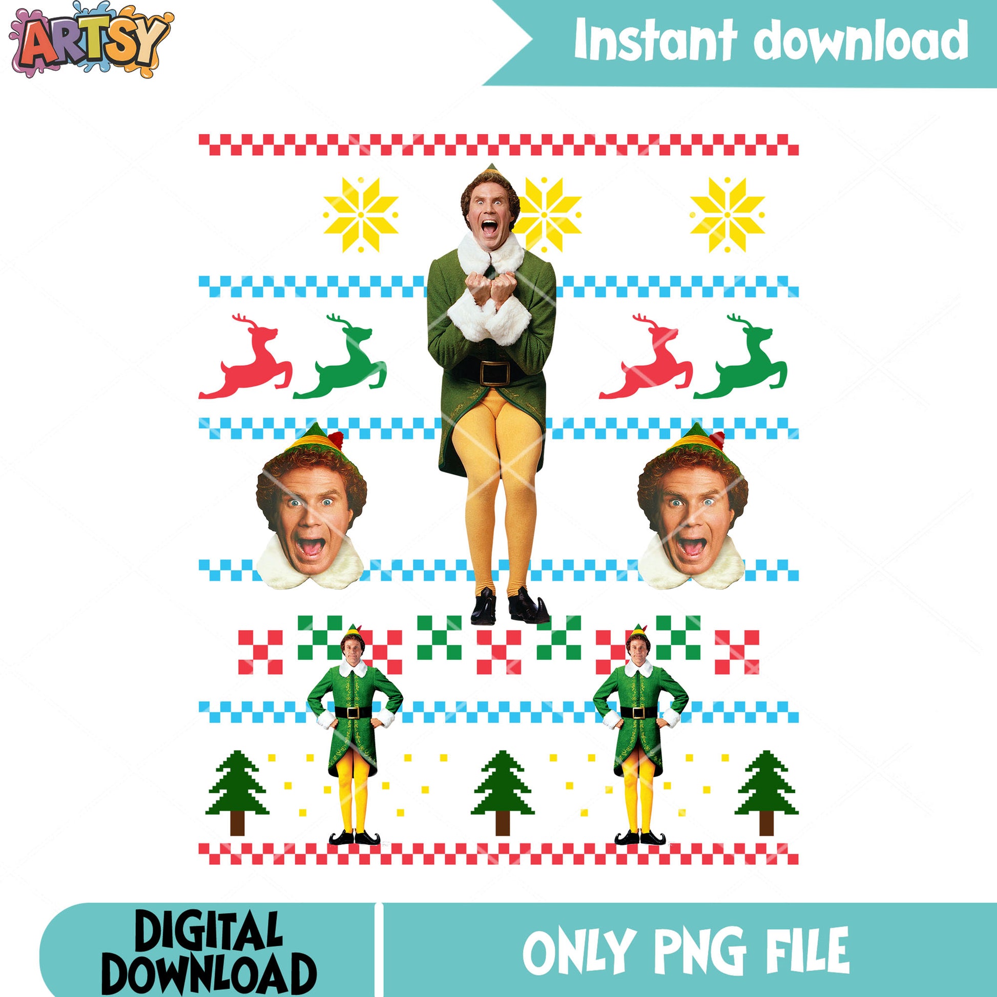 Elf christmas movie png, buddy the elf png, christmas movie png