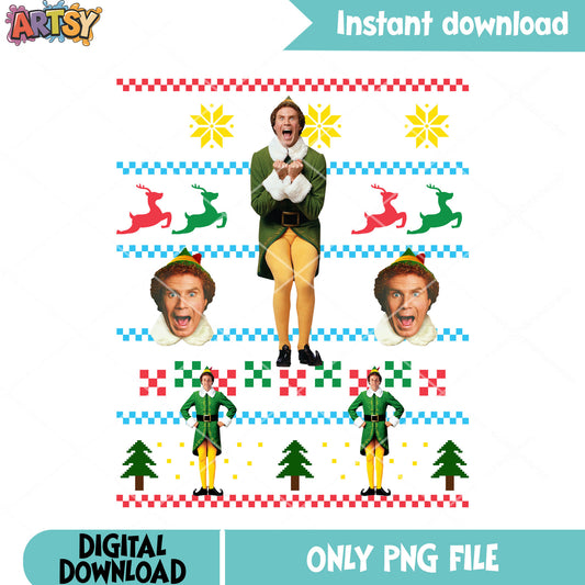 Elf christmas movie png, buddy the elf png, christmas movie png