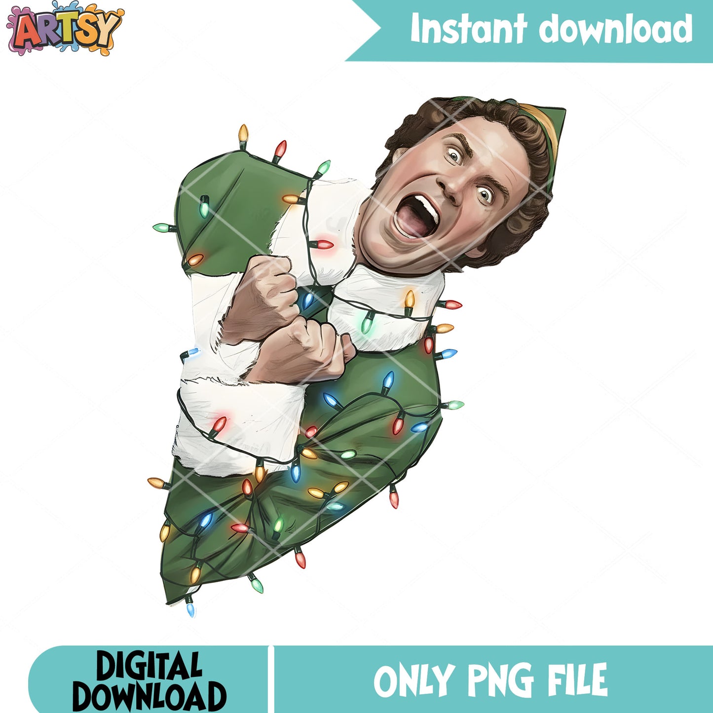 Elf christmas movies png, string lights christmas png, Buddy the elf​ png
