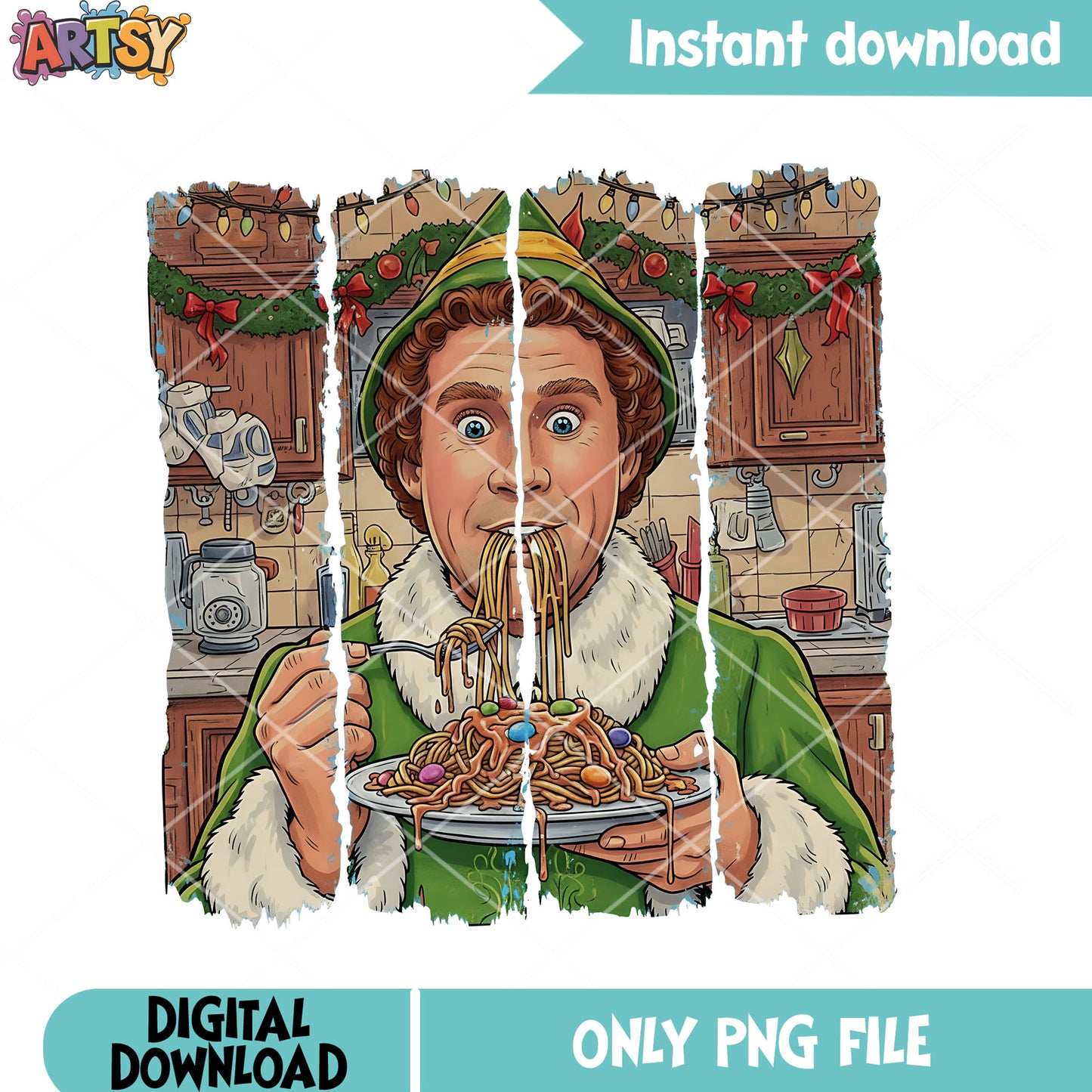 Elf christmas spaghettipng, christmas movie png, Buddy the elf​ png