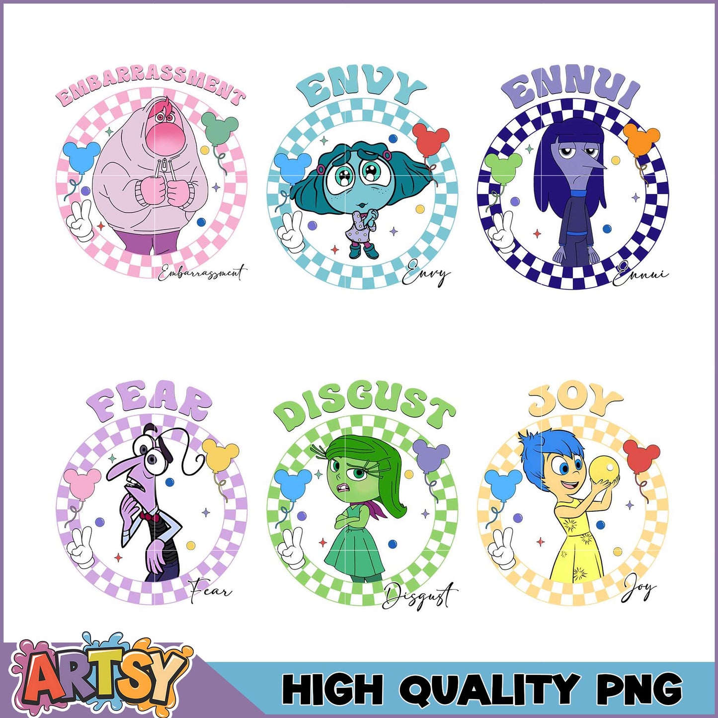 Emotions Fun PNG Bundle Featuring Six Unique Designs