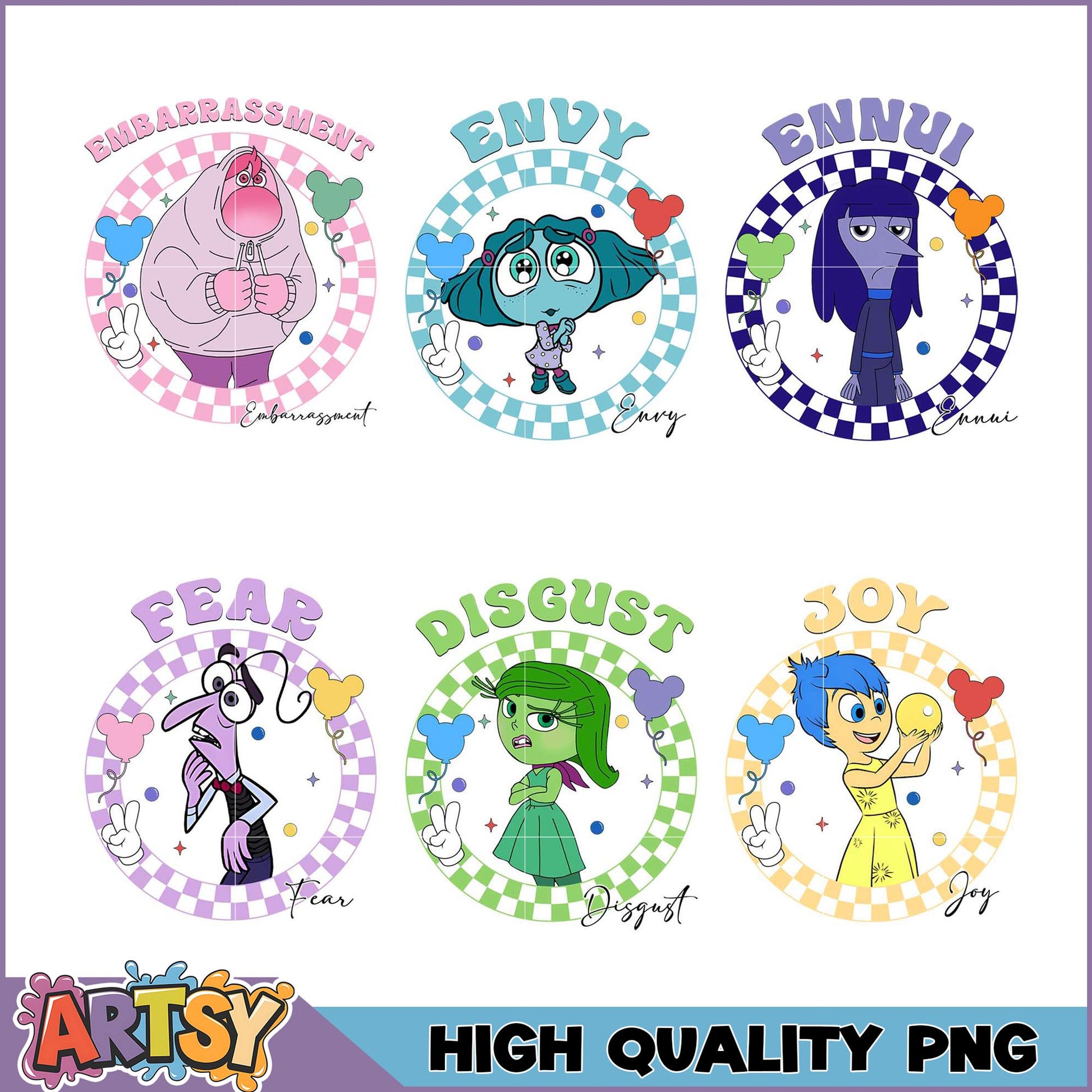 Emotions Fun PNG Bundle Featuring Six Unique Designs