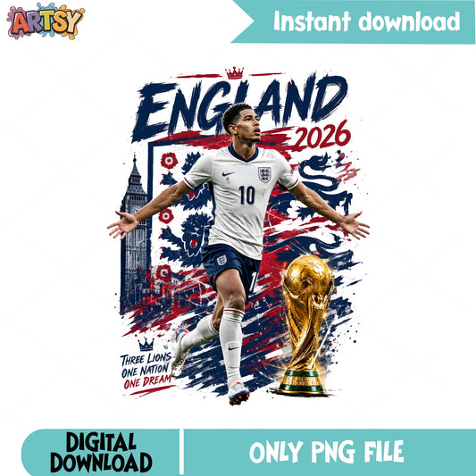 England 2026 World Cup PNG, Three Lions Soccer PNG, Football PNG