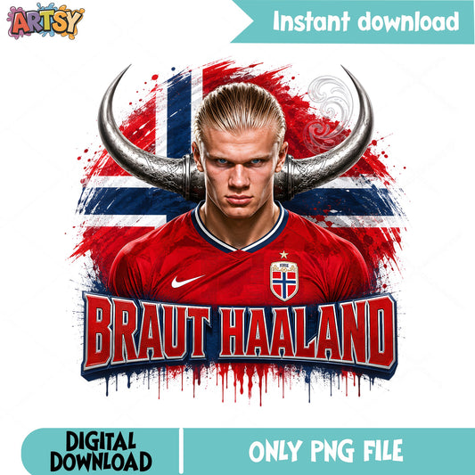 Erling Haaland Norway Football PNG, Soccer Player PNG, Viking PNG