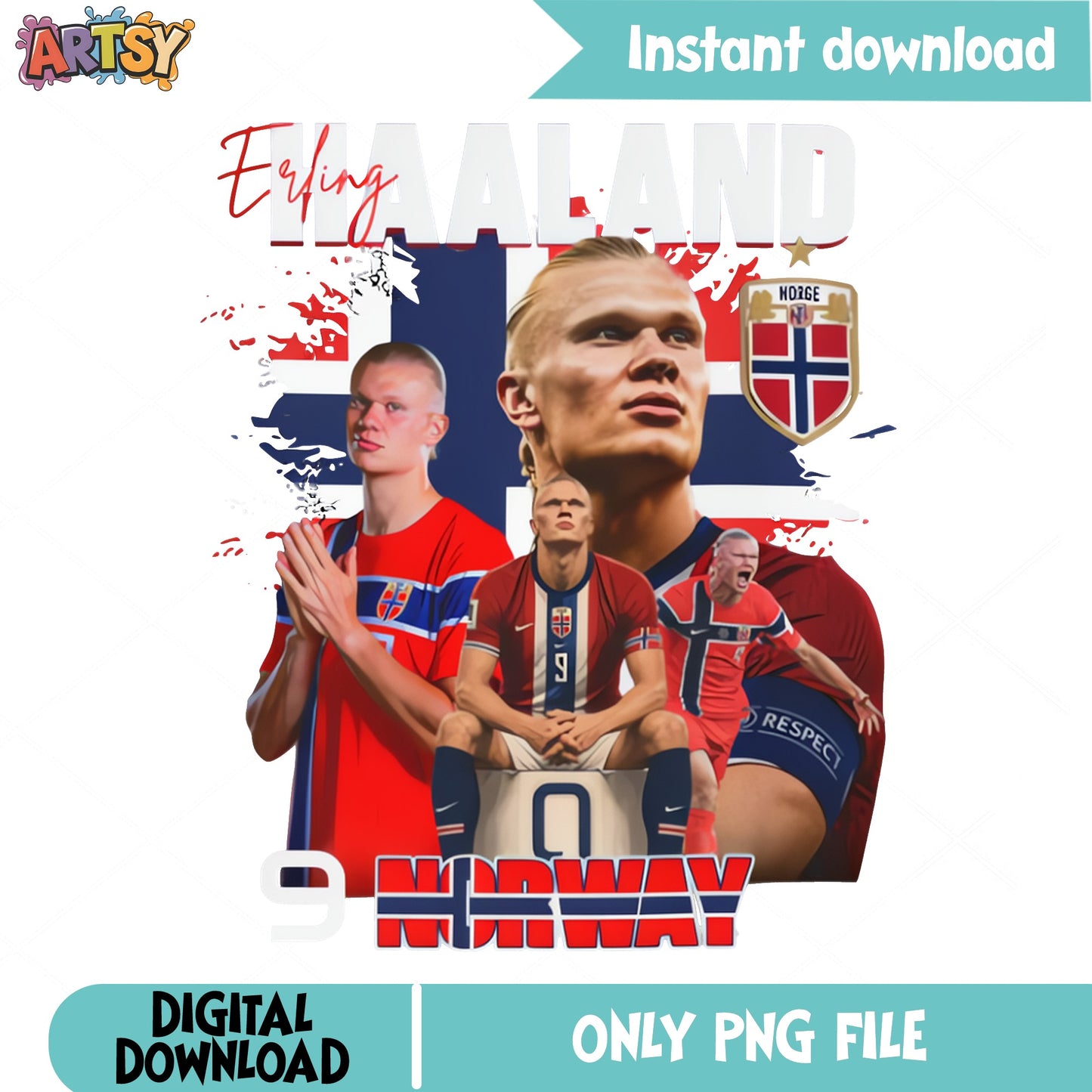 Erling Haaland Norway PNG, Soccer Player Bootleg PNG, Football PNG