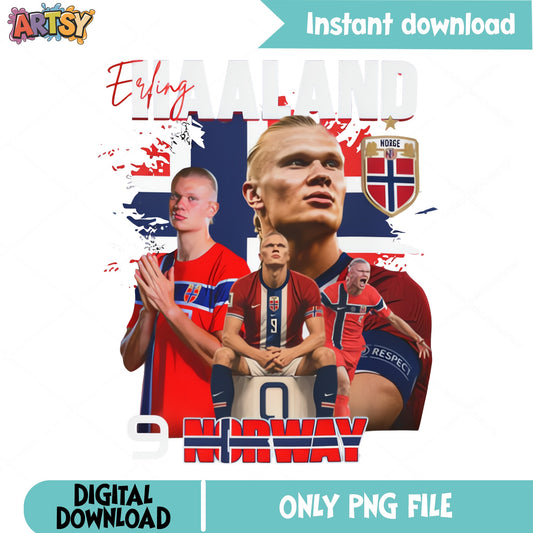 Erling Haaland Norway PNG, Soccer Player Bootleg PNG, Football PNG
