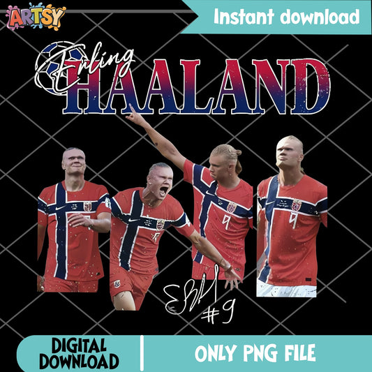 Erling Haaland PNG, Soccer Player Bootleg PNG, Football PNG
