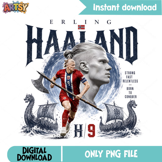 Erling Haaland Viking PNG, Soccer Player Shirt PNG, Football PNG