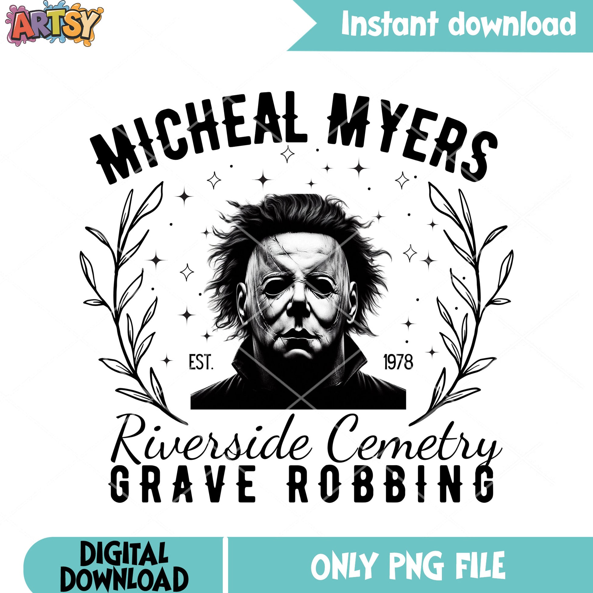 Est 1978 Micheal myers png, starry night png, spooky halloween png