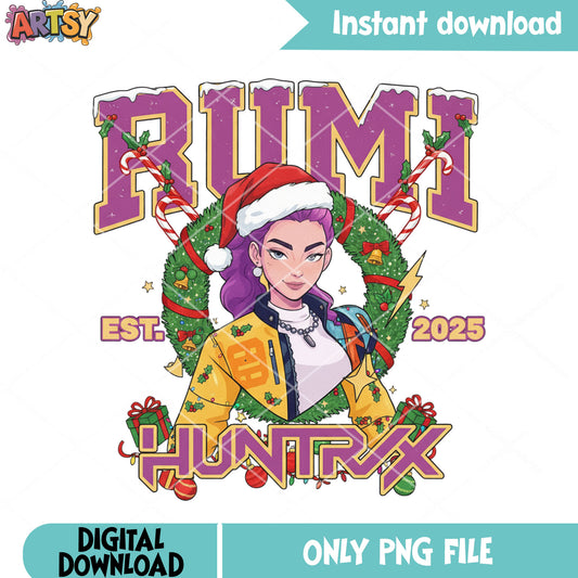 Est 2025 huntrix christmas png, kpop demon hunters png, christmas png