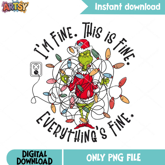 Everything is fine png, the grinch png, santa claus costume png