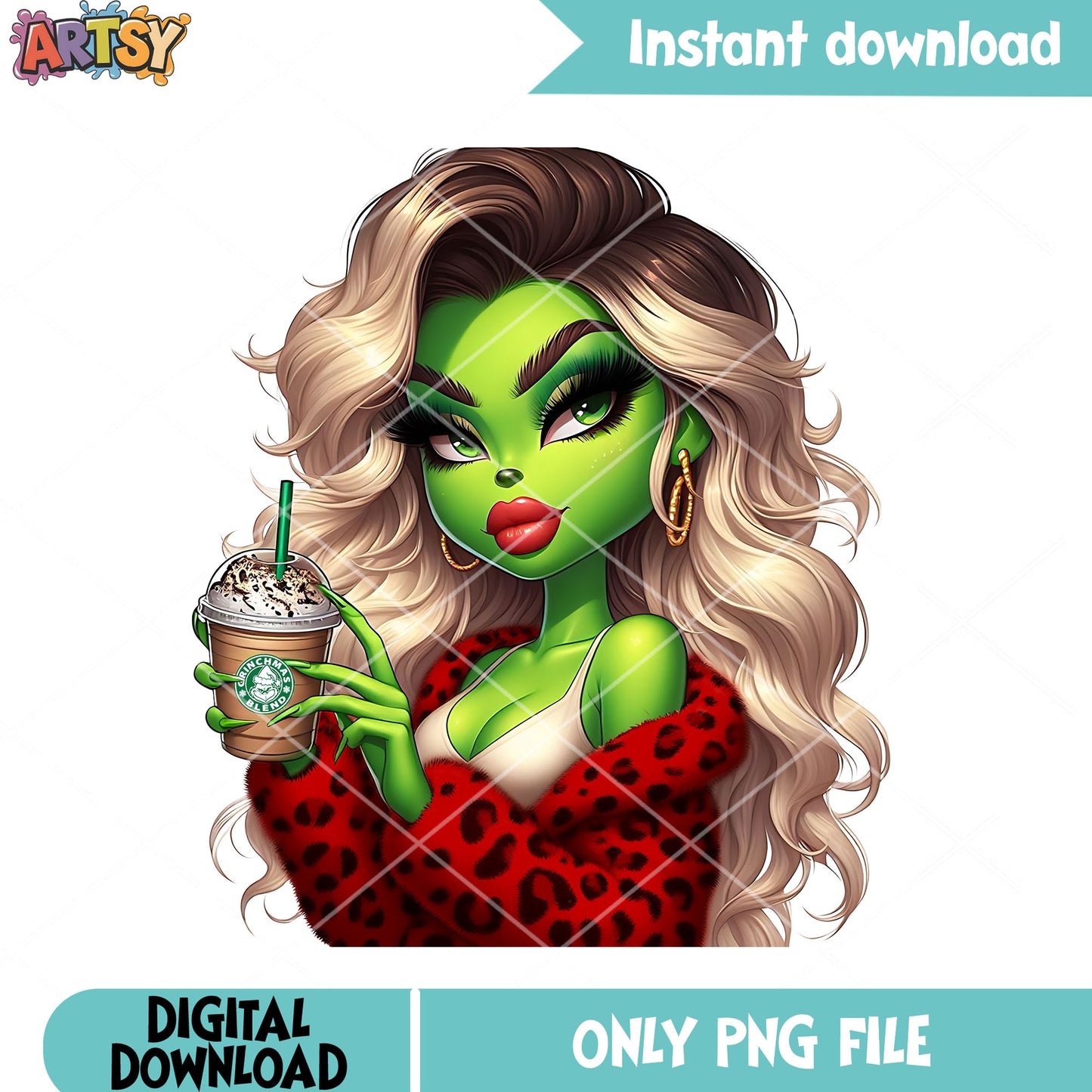 Evil grinch will take ur soul png, christmas coffee png, the grinch png