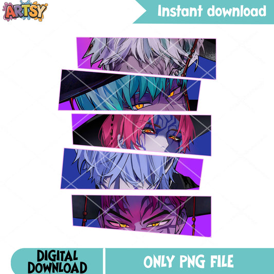 Evil looks from sajaboys png, saja boys band png, kpop demon hunters png