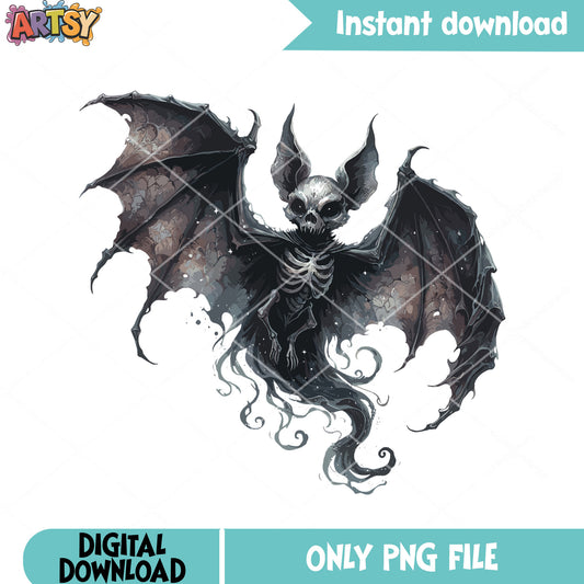 Evil monster Demon scary png, spooky bats png, halloween night png