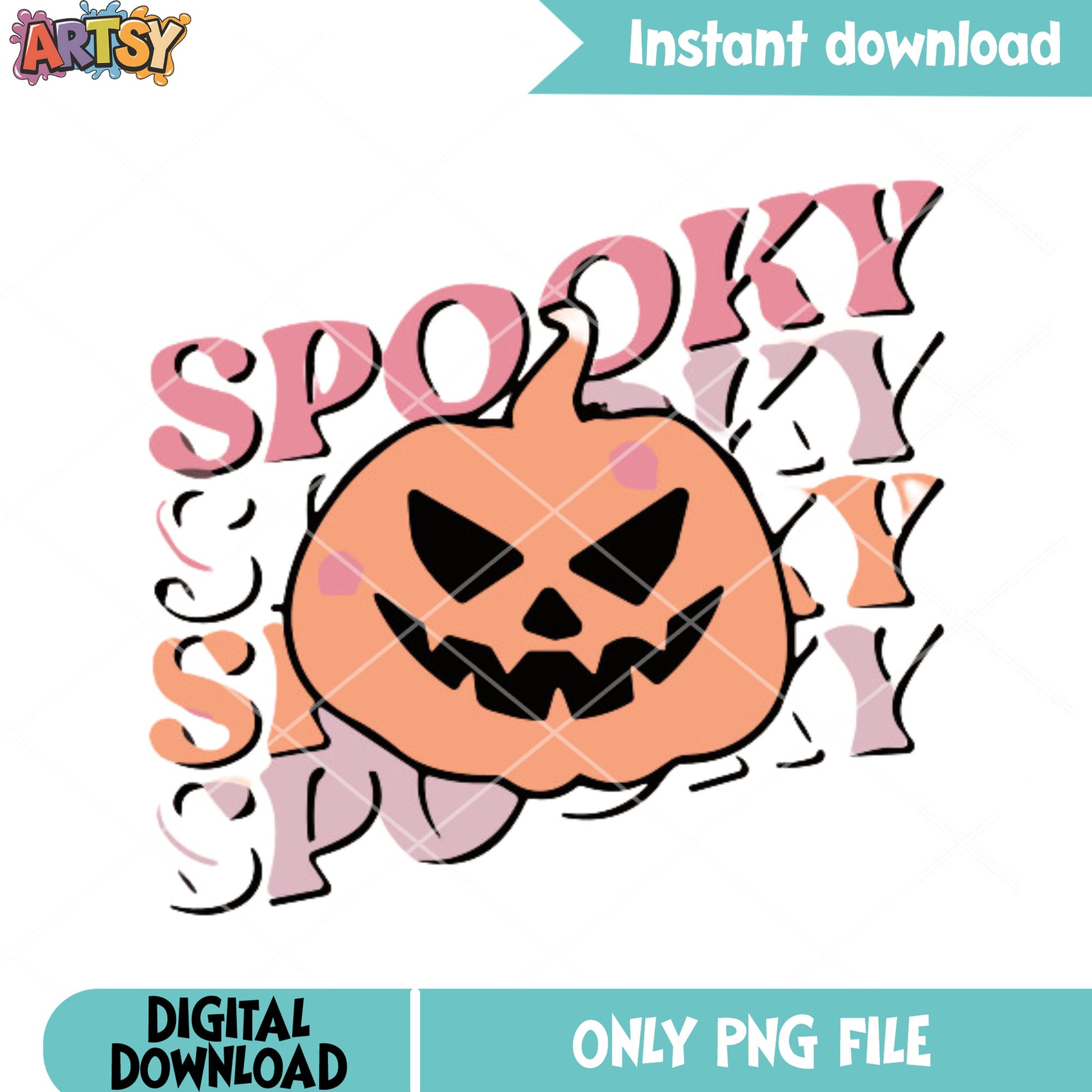 Evil pumpkin png, spooky banner png, scary halloween png
