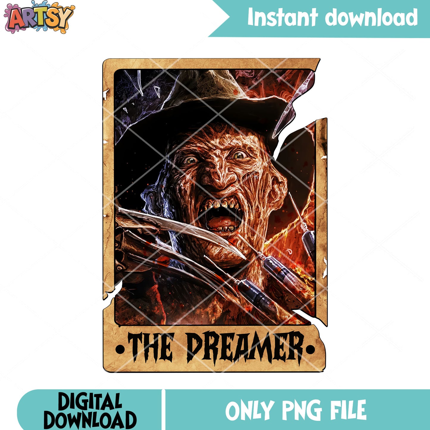 Excited Freddy krueger png, nightmare png, scary halloween png