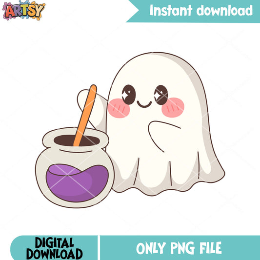Exciting ghost png, cutie blanket png, halloween scary png