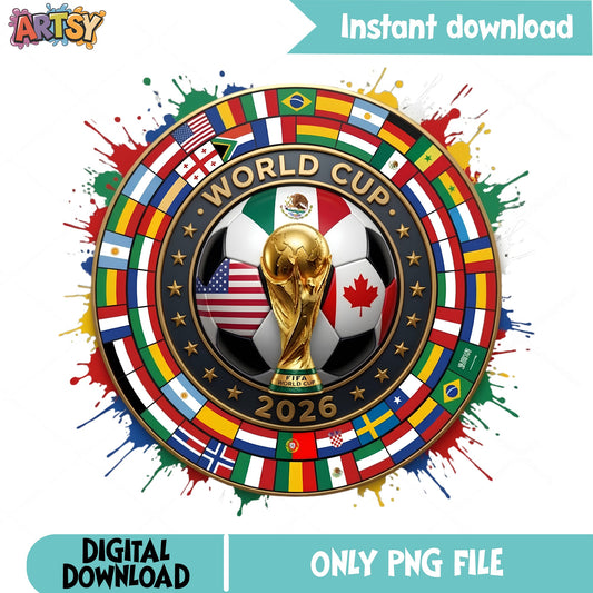 FIFA World Cup 2026 PNG, Soccer Trophy All Flags PNG, Football PNG