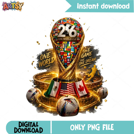FIFA World Cup 2026 PNG, Soccer Trophy One World PNG, Football PNG