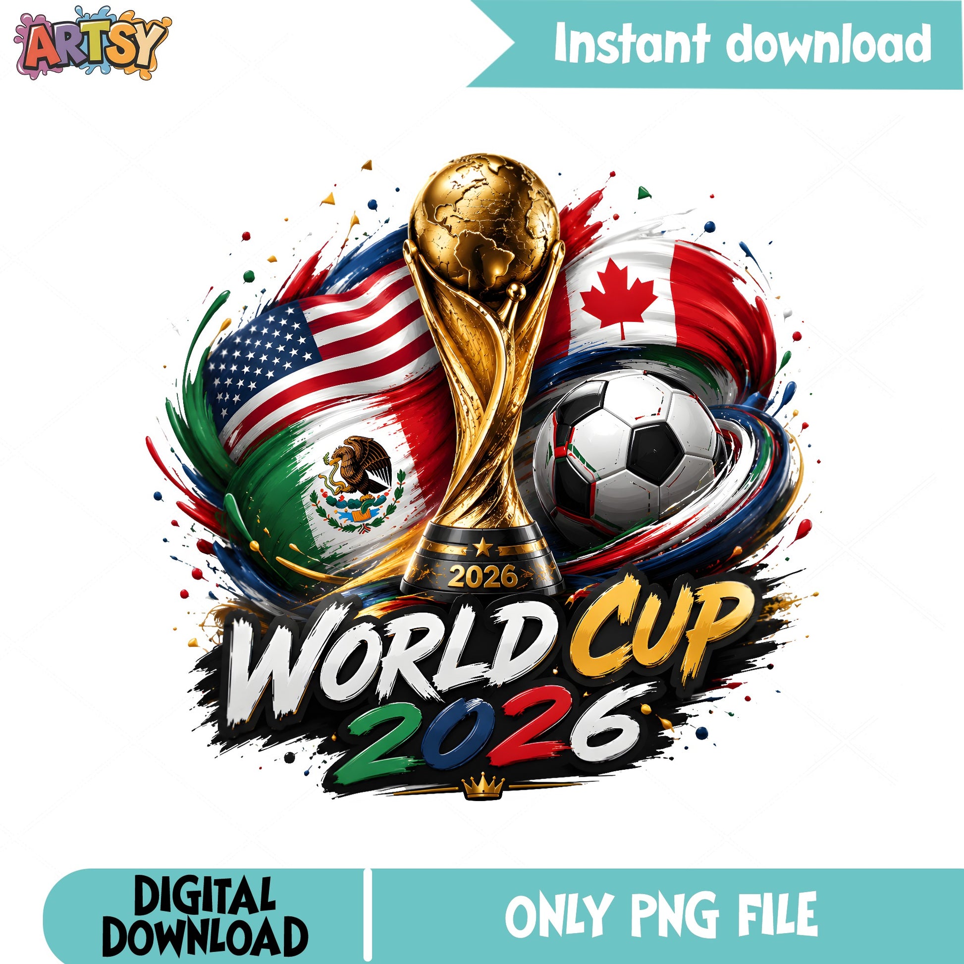 FIFA World Cup 2026 PNG, Soccer Trophy PNG, USA Mexico Canada PNG