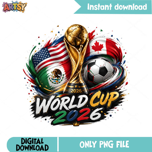 FIFA World Cup 2026 PNG, Soccer Trophy PNG, USA Mexico Canada PNG