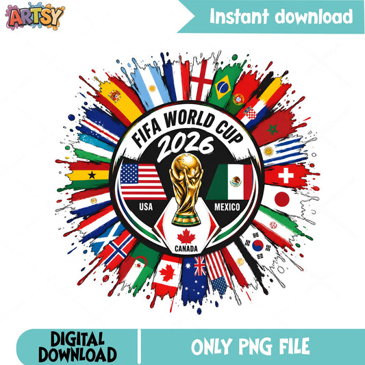 FIFA World Cup 2026 PNG, USA Mexico Canada Soccer PNG, World Cup Trophy PNG
